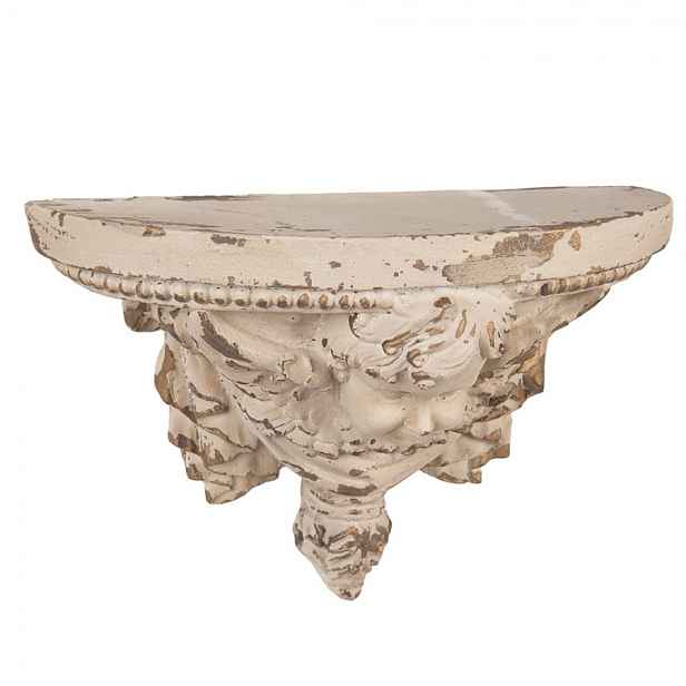 Béžový antik nástěnný podstavec s andílkem Baroque - 33*14*21 cm Clayre & Eef