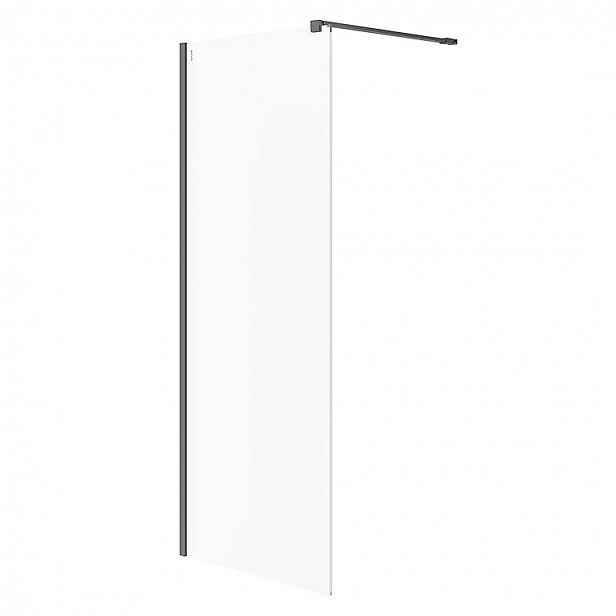 Cersanit Mille - Sprchová stěna Walk-In, 80x200 cm, černá/čiré sklo S161-007