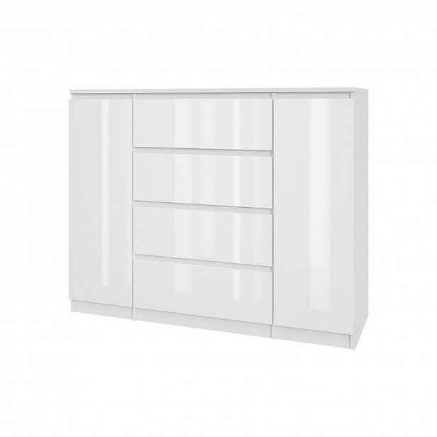 Komoda 2D4S - bílý lesk