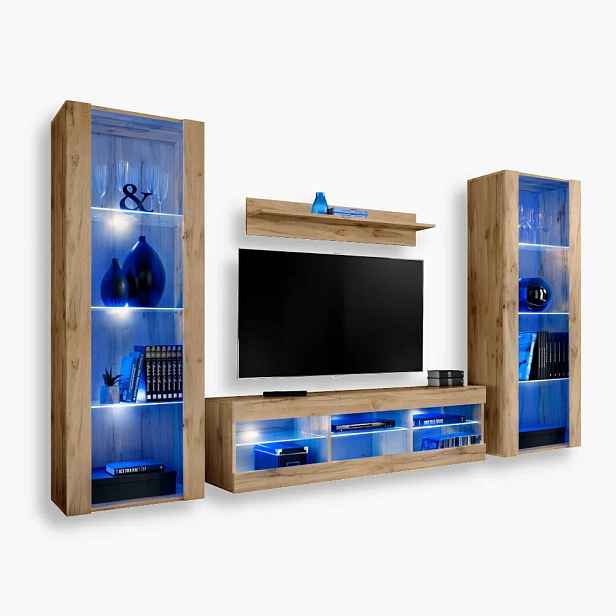 komodee Tivoli Grande Sestava Rtv do obývacího pokoje Dub Wotan Modrá Led