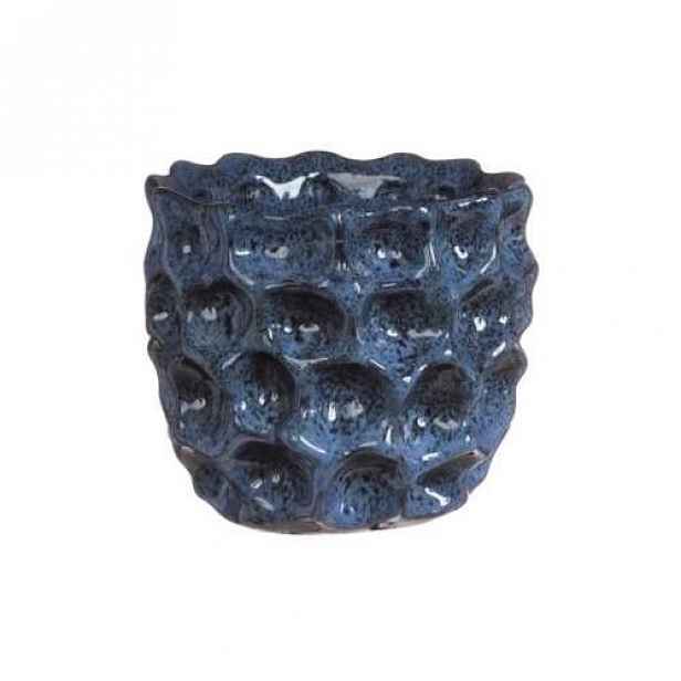 Obal kulatý DENTED keramika glazovaný modrá 15cm