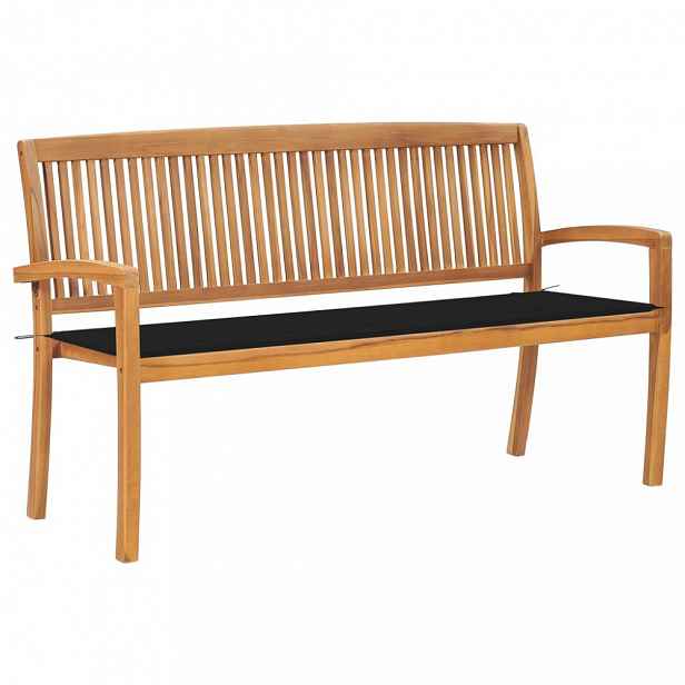 Zahradní lavice teak / látka Černá