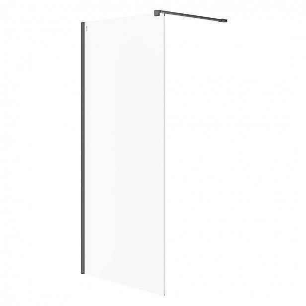 Cersanit Mille - Sprchová stěna Walk-In, 90x200 cm, černá/čiré sklo S161-008