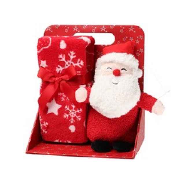 Deka S Maskotem Mikuláš Červená 15X26X28 CM Polyester Srolovaná
