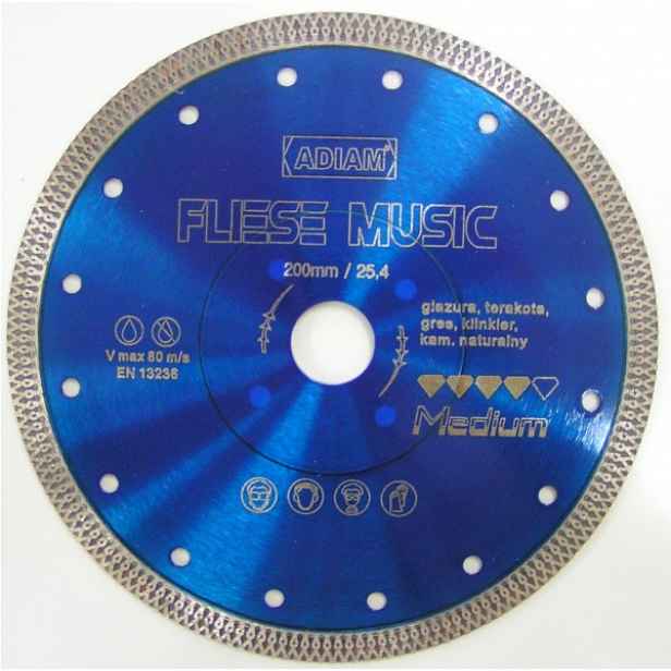 Diamantový Kotouč 125 x 22,2 mm na suché a mokré Adiam Medium Fliese Music