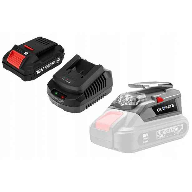 Graphite Usb Adaptér Led Svítilna Energy+ 58G025 Akumulátor 2AH Sada Kpl