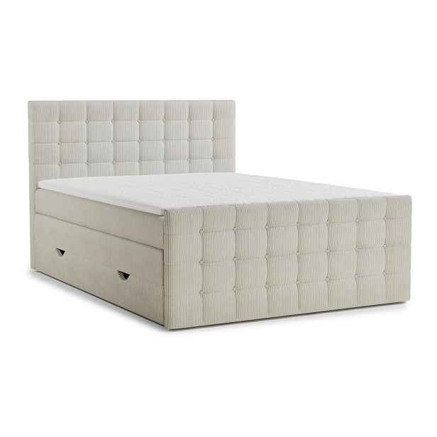 Krémová boxspring postel s úložným prostorem 160x200 cm Tasca – Maison de Rêve