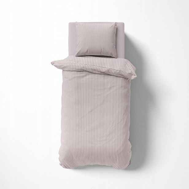 Povlečení damaškové 140x200 pudrově růžové jednobarevné proužky 1 cm Pure
