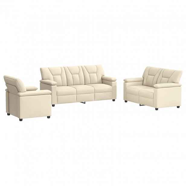 vidaXL Set pohovek 3 pcs Krémová Umělá kůže