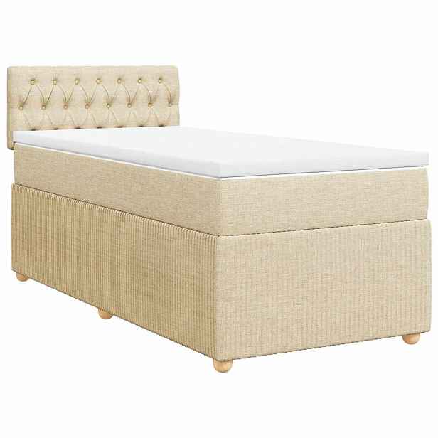 vidaXL Box spring postel s matrací krémová 90x190 cm textil