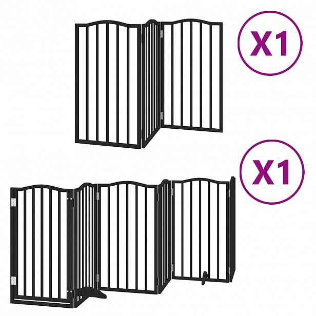 vidaXL Zábrana pro psy s dvířky skládací 9 panelů černá 450 cm topol