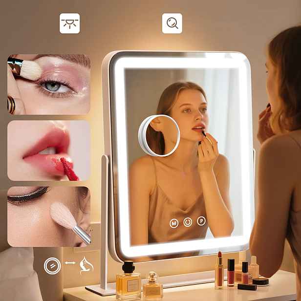 Zrcadlo Pro Líčení Vizáže Make Up Led Dotykové 12X14.2in Stmívání