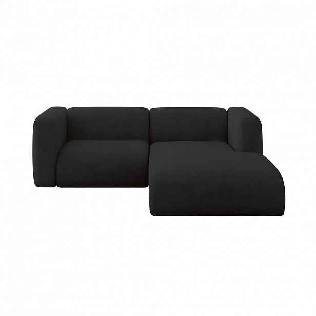 ALTDECOR ROHOVÁ SEDAČKA S PRAVOU OTOMANOU MIRA-L1 227x179x89 Černá Velur