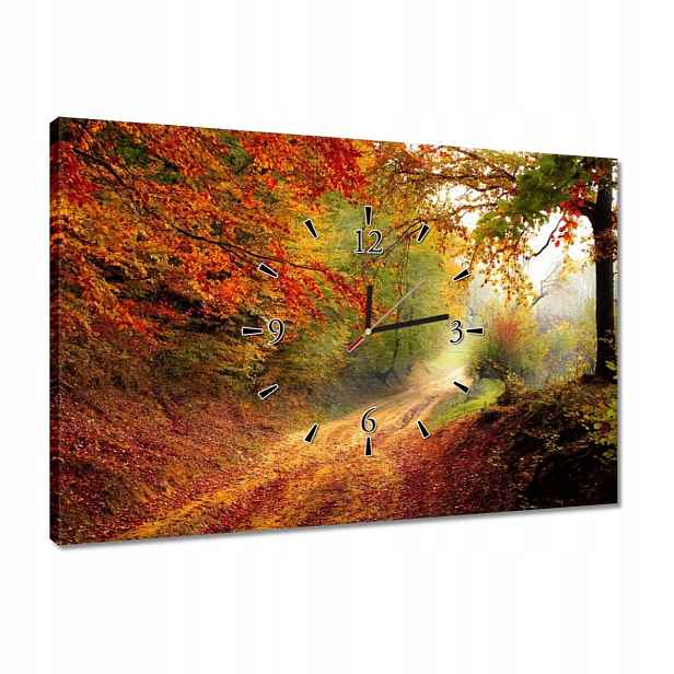 Hodiny 60x40 Cesta v lese podzim