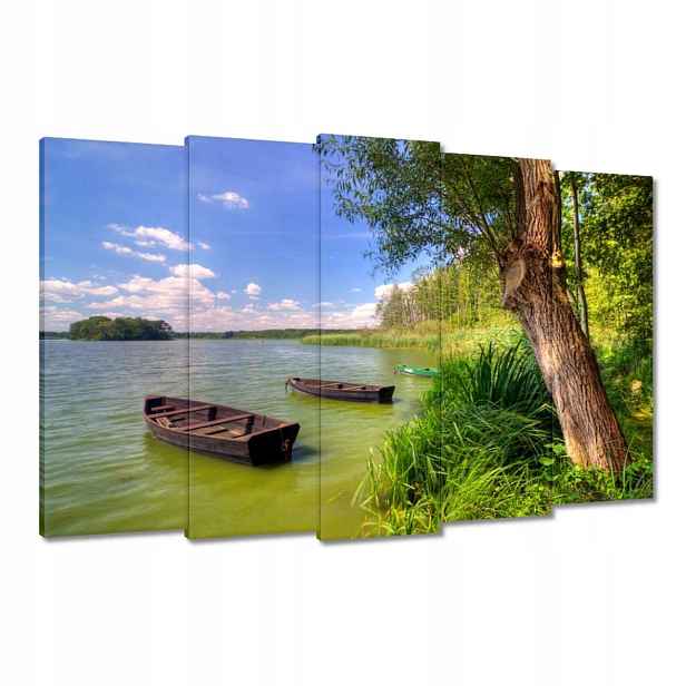 Obrazy 150x95 Rybářské lodě Jezero