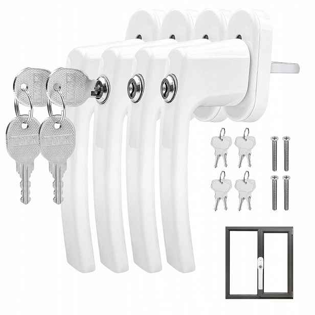 Okenní Klika S Klíčem, Balkonová, Proti Vloupání, Zámek, Bílá