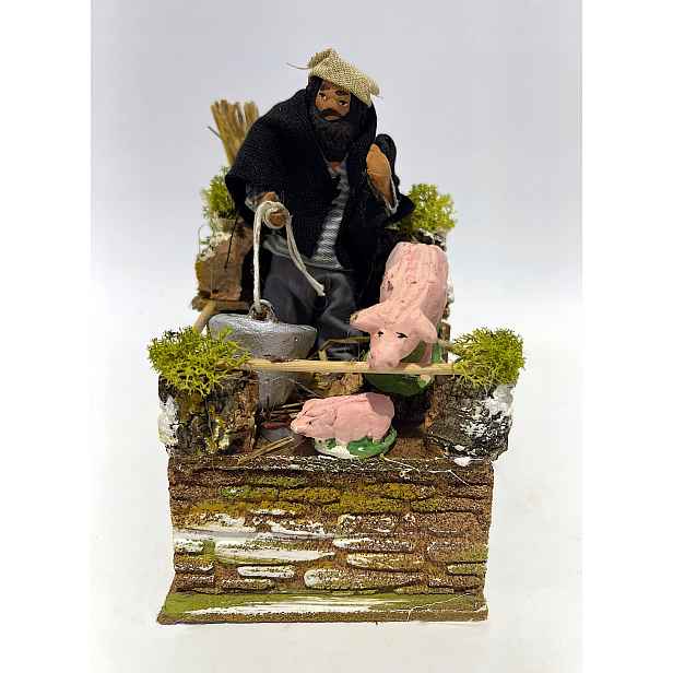Pohyblivá Figurka Do Betléma Hospodář s prasátky, pro figurky 7-8 cm