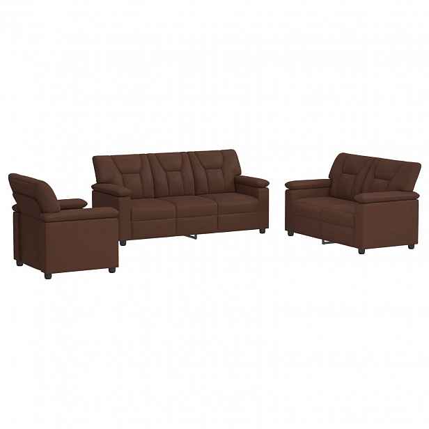 vidaXL Set pohovek 3 pcs Hnědá Umělá kůže