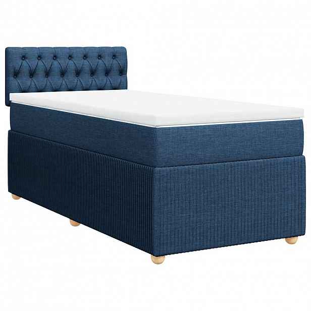 vidaXL Box spring postel s matrací modrá 90x190 cm textil