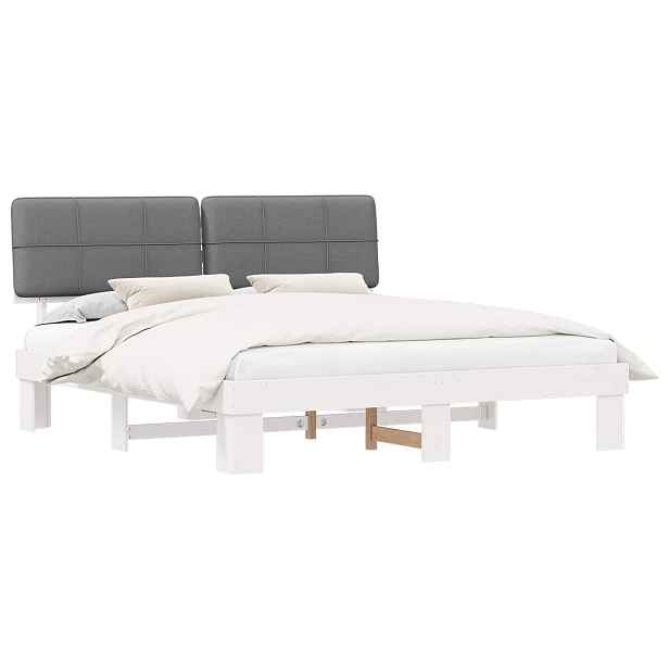 vidaXL Rám postele s čalouněným čelem s čelo Světle šedá 200 x 200 cm