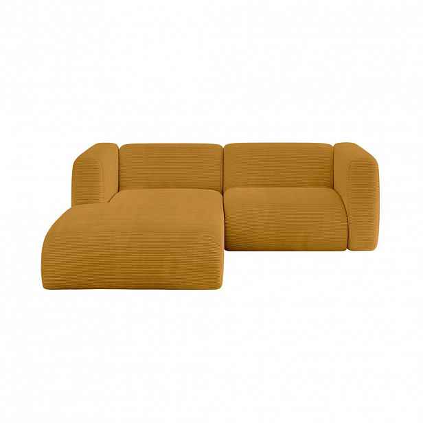 ALTDECOR ROHOVÁ SEDAČKA S LEVOU OTOMANOU MIRA-L1 227x179x89 Hořčicově žlutá Manšestr