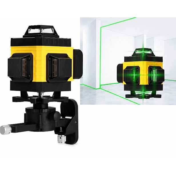 Laserová Vodováha 4D 16 Linií Zelený Laser 360° Kufr
