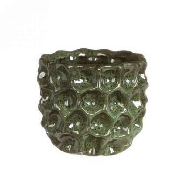 Obal kulatý DENTED keramika glazovaný zelená 15cm
