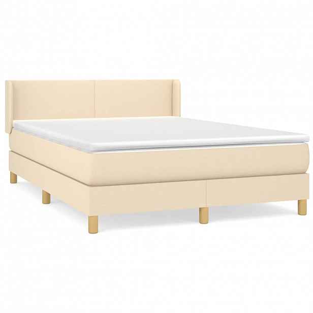 vidaXL Box spring postel s matrací krémová 140x190 cm textil