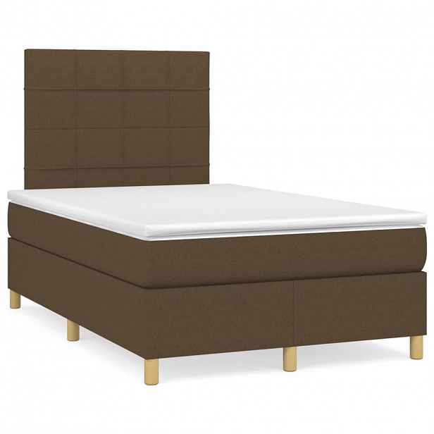 vidaXL Box spring postel s matrací tmavě hnědá 120x200 cm textil