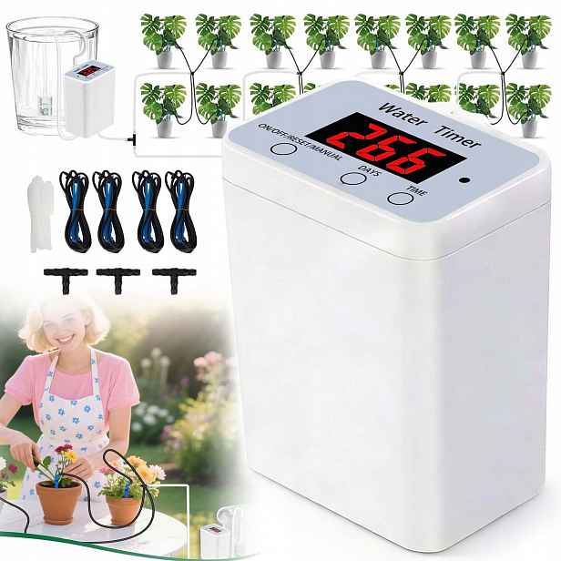 Automatický Zavlažovací Systém Konev Pro 16 Rostlin s LCD Časovač 2000MAH