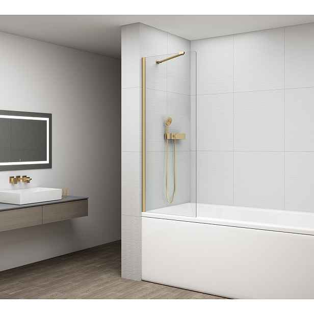 Polysan FISA vanová zástěna 700x1500mm, zlato mat, čiré sklo