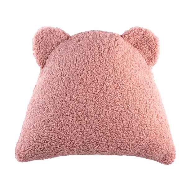Růžový dětský pohovkový polštář z textilie bouclé Bear – Wigiwama