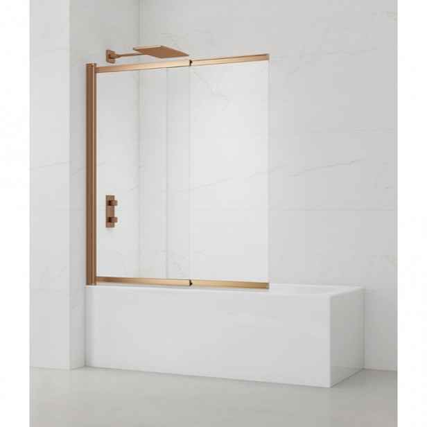 Vanová zástěna SAT Vision 140x120 cm broušený rose gold SATVZVI120RG