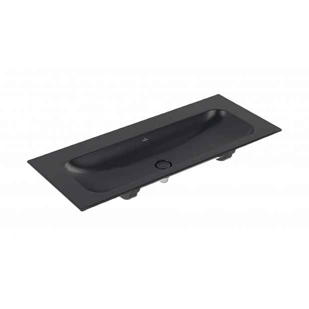 Villeroy & Boch Finion - Umyvadlo nábytkové 120x50 cm, bez přepadu, bez otvoru pro baterii, CeramicPlus, Pure Black 4164C3R7