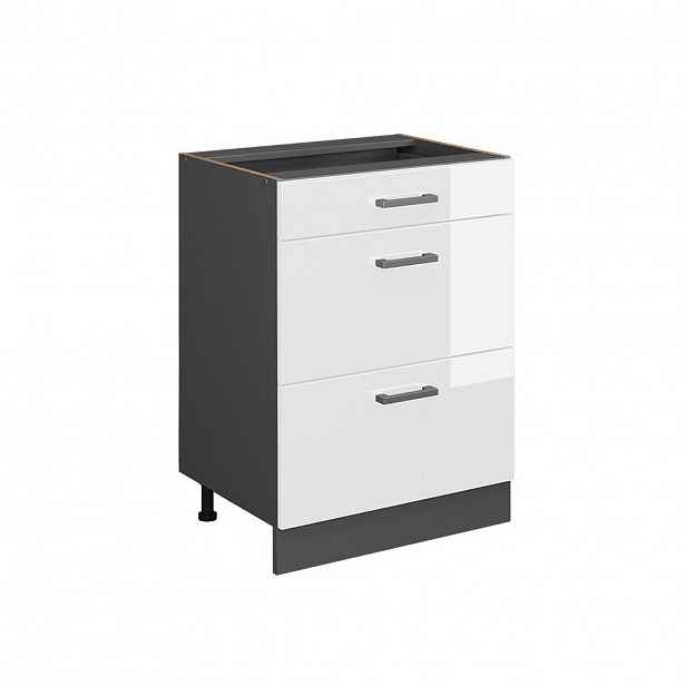 Vicco SPODNÍ SKŘÍŇKA KUCHYŇSKÉ LINKY R-Line Bílá vysoký lesk 60 cm se zásuvkami, bez pracovní desky