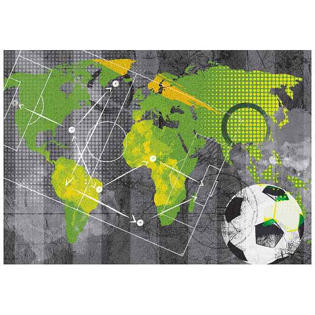 Fototapeta fotbalová flizelina Mapa světa Grafika pro děti 208x146 lepidlo
