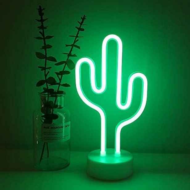 Led Neonová Lampa Kaktus Dekorativní Na Stůl Usb Bateriová