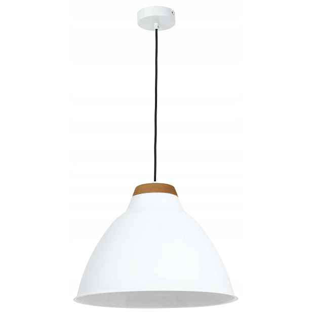 Závěsná lampa Skal Bílá Hnědá, klasický vzhled s přírodním akcentem