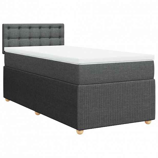 vidaXL Box spring postel s matrací tmavě šedá 90x190 cm textil