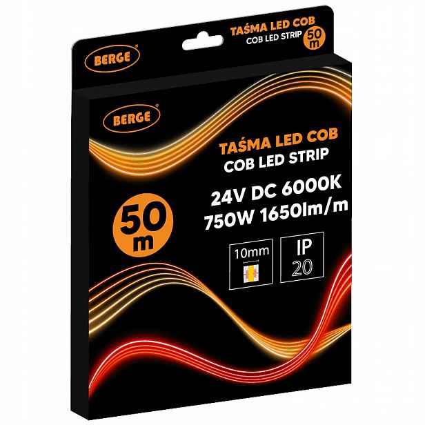 Led pásek Cob Neon 24V 50 m Velká role 528D 15W/m 1650lm/m 6000K Studená 10 mm
