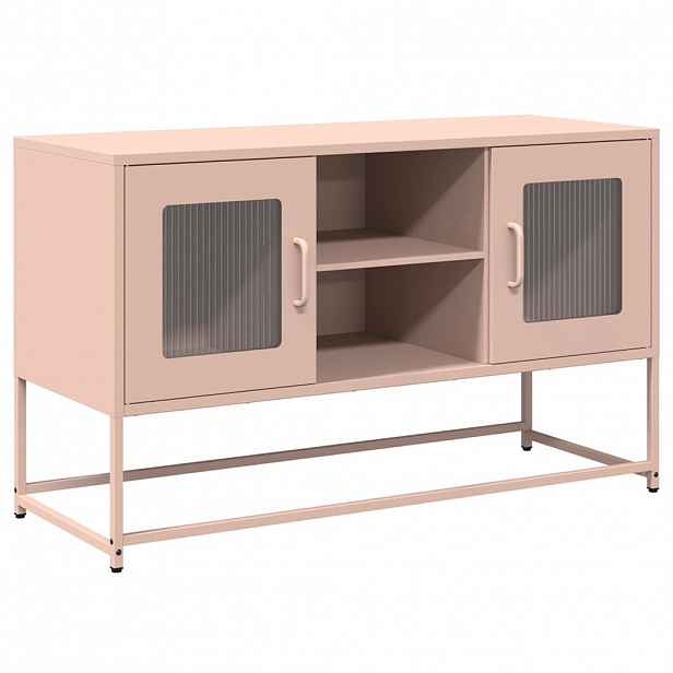 vidaXL TV skříňka růžová 100,5 x 39 x 60,5 cm ocel