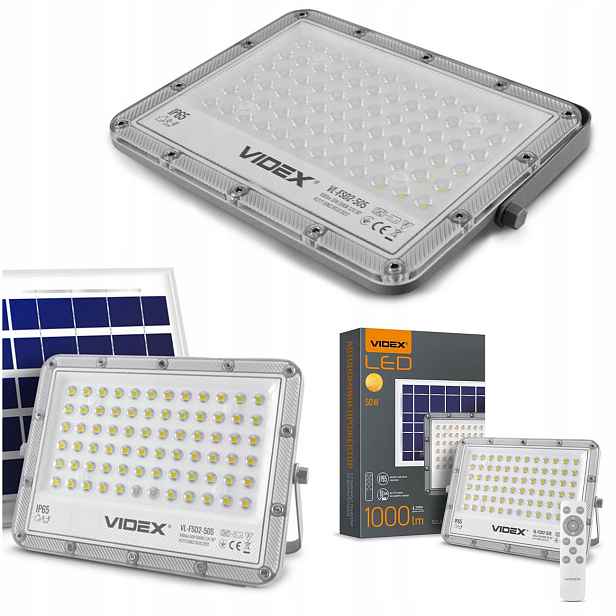 Led Zářič Se Solárním Panelem 50W Dlouhodobý Provoz Videx Dálkový Ovladač Sada