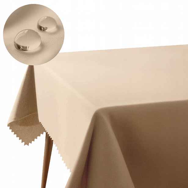 Ubrus 200x280 béžový, odolný vůči skvrnám, polyester 240 g/m2 bez vzoru do jídelny