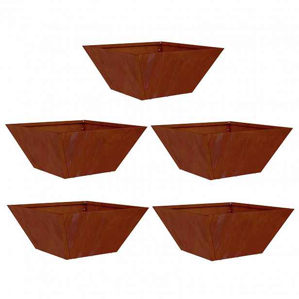 vidaXL Zahradní pěstebník 5 ks Rezavá 35 x 35 x 15 cm