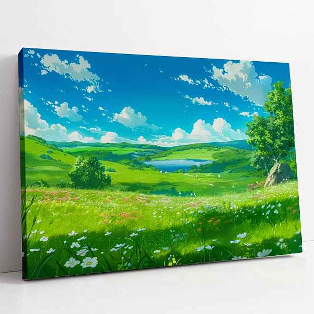 Obraz na plátně Louka u jezera, krajina do domu, pokoje, obýváku 80x60