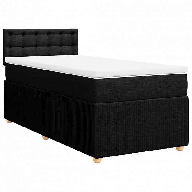 vidaXL Box spring postel s matrací černá 90x190 cm textil
