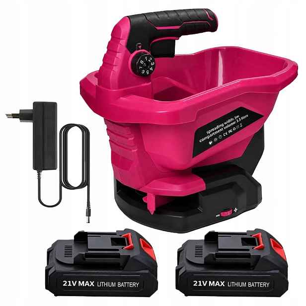 Akumulátorový Zahradní Secí Stroj 21 V, Rozmetadlo Soli, Hnojiva, Osiva, 3,3 L