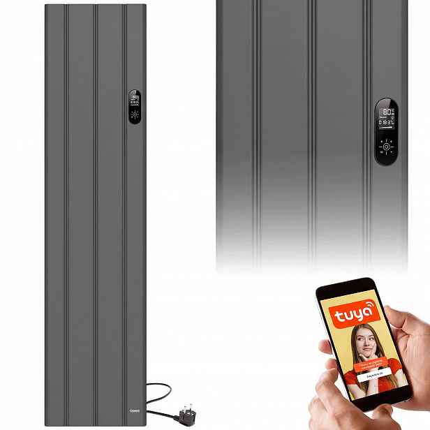 Elektrický Vertikální Panelový Nástěnný Ohřívač 1000 W 165 cm Smart
