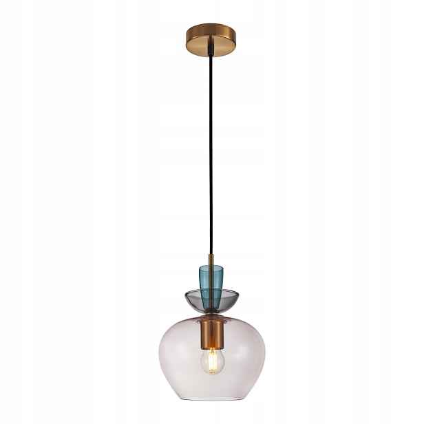 Italux Fanda Závěsná lampa zlatá, sklo, 1xE27, 40 W, kouřové stínítko