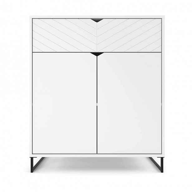 Komoda Bílá S Zásuvkou 80 CM 2D1S, Moderní Skříňka Do Obývacího Pokoje V Ložnici